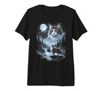 Meme retrò Norwegian Forest Cat Moon degli Anni '90 con Gattini Maglietta Premium