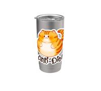 Meme sarcastico Anti-Dieta con gatto arancione Bicchiere termico in acciaio inox doppia parete