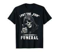 Meme Style Thumbs Up Grim Reaper I Put The Fun in Funeral Maglietta