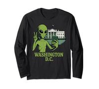 Meme sugli UFO del Segno della Pace Alieno a Washington DC Travel Maglia a Manica