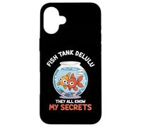 Meme Tee Fish Tank Delulu Tutti conoscono i miei segreti Custodia per iPhone 16 Plus