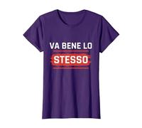 Meme Va Bene Lo Stesso, Ironia Social Frase Divertente Meme Maglietta, Donna, Viola, 3XL
