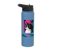 Meme Vaporwave Cat Tuxedo giapponese è così noioso Stainless Steel Insulated Water Bottle