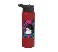 Meme Vaporwave Cat Tuxedo giapponese è così noioso Stainless Steel Insulated Water Bottle