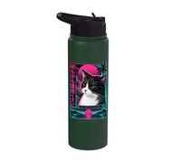 Meme Vaporwave Cat Tuxedo giapponese è così noioso Stainless Steel Insulated Water Bottle