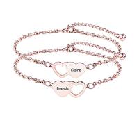 MeMeDIY 2/3 Pezzi Braccialetti dell'amicizia Bracciale Migliore Amico in Acciaio Inossidabile Personalizzati Nomi per Sorelle Regali per Damigella d'Onore di Compleanno per Donne