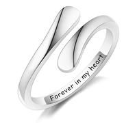 MeMeDIY Anelli di Promessa Personalizzati Anello a Spirale in Argento Sterling 925 con Incisione di Nome/Data/Iniziale per Donna Fede Nuziale di Fidanzamento Fede Aperta Regolabile - D1