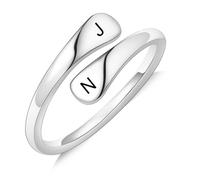 MeMeDIY Anelli di Promessa Personalizzati Anello a Spirale in Argento Sterling 925 con Incisione di Nome/Data/Iniziale per Donna Fede Nuziale di Fidanzamento Fede Aperta Regolabile - C1