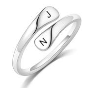 MeMeDIY Anelli di Promessa Personalizzati in Argento Sterling 925 Anello con e Nome Inciso Anello con Pietre Portafortuna per Donna Anello di Fidanzamento Anello regolabile con Apertura