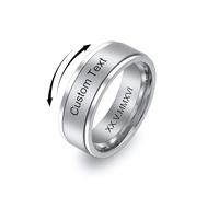 MeMeDIY Anelli in Acciaio Inossidabile Personalizzati Anello Nuziale con Nome Data e Testo Inciso Anelli di Coppia/Anelli Girevoli da Uomo/Anello di promessa/Anelli di Fidanzamento -Style E-8#