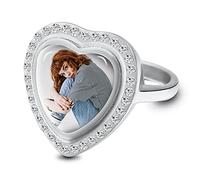 MeMeDIY Anello Cuore Donna Personalizzato con Foto in Acciaio Inossidabile Gioielli Argento/Oro/Oro Rosa Regali per Sorelle Mamma Fidanzate Amico Regali Compleanno Anniversario (Argento Taglia 65)