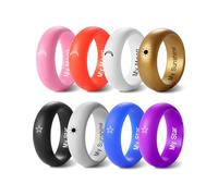 MeMeDIY Anello in Silicone Personalizzato per Uomo/Donna con Nome/Simbolo/Data/Testo Incisi Anelli di Coppia in Silicone Personalizzati Fedi Nuziali in Gomma 5,7 mm/8 mm di Larghezza -C