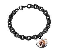 MeMeDIY Bracciale con Ciondoli Personalizzati Regali di Compleanno per Donne Incisione Personalizzata Nome/Data/Iniziale Round & Love Tag Charm a Forma di Cuore Braccialetti