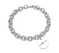 MeMeDIY Bracciale con Ciondoli Personalizzati Regali di Compleanno per Donne Incisione Personalizzata Nome/Data/Iniziale Round & Love Tag Charm a Forma di Cuore Braccialetti