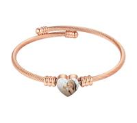 MeMeDIY Bracciale con Foto Personalizzato per Donna con Immagine Incisa e Testo Bracciale Rigido Aperto in Oro/Argento/Nero Ciondolo a Forma di Cuore Regalo Personalizzato per Mamma Moglie Amico - B3