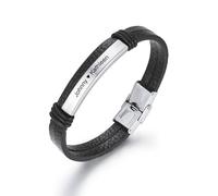 MeMeDIY Bracciale in Pelle Personalizzato per Uomo Citazione Ispiratrice Incisa Nome Data ID Bracciale | Bracciale in Pelle Regolabile | Regalo per Fidanzato/Marito/Papà/Figlio -Nero#05