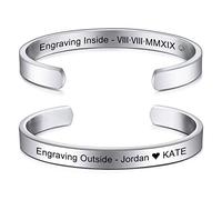 MeMeDIY Bracciale Personalizzato con Incisione ID Identificativo su Misura per Uomo Donna Ragazza Bracciale Rigido Regolabile in Acciaio Inossidabile (Taglie Grandi, Argento Colore)