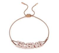 MeMeDIY Bracciale Regolabile Placcato Personalizzato con Nome per Donna Gioielli Design Unico Forma di Lettera con Ciondolo Rame Regalo Meraviglioso Commovente per Mamma Fidanzata Amica - A3