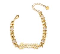 MeMeDIY Bracciale Regolabile Placcato Personalizzato con Nome per Donna Gioielli Design Unico Forma di Lettera con Ciondolo Rame Regalo Meraviglioso Commovente per Mamma Fidanzata Amica - G