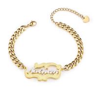 MeMeDIY Bracciale Regolabile Placcato Personalizzato con Nome per Donna Gioielli Design Unico Forma di Lettera con Ciondolo Rame Regalo Meraviglioso Commovente per Mamma Fidanzata Amica - E