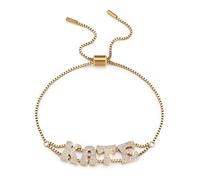 MeMeDIY Bracciale Regolabile Placcato Personalizzato con Nome per Donna Gioielli Design Unico Forma di Lettera con Ciondolo Rame Regalo Meraviglioso Commovente per Mamma Fidanzata Amica - A2