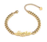 MeMeDIY Bracciale Regolabile Placcato Personalizzato con Nome per Donna Gioielli Design Unico Forma di Lettera con Ciondolo Rame Regalo Meraviglioso Commovente per Mamma Fidanzata Amica - J