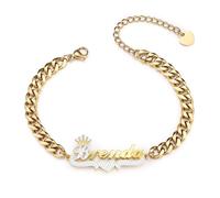 MeMeDIY Bracciale Regolabile Placcato Personalizzato con Nome per Donna Gioielli Design Unico Forma di Lettera con Ciondolo Rame Regalo Meraviglioso Commovente per Mamma Fidanzata Amica - C