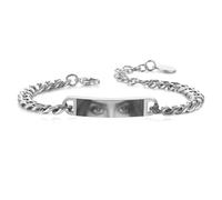 MeMeDIY Bracciale Uomo con Foto Occhi Personalizzata Braccialetto Acciaio Inossidabile Regolabile con Incisione Foto/Nome/Testo Regalo Personalizzati per Marito Fidanzato Coppia Anniversario - Argento