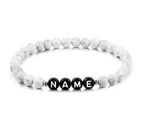 MeMeDIY Braccialetto Iniziale Personalizzato con inciso Bracciale con Lettera per Fidanzato fidanzate Coppie Donne Uomini Nome alla Caviglia Nero Agata Naturale Turchese Bianco Regali Fatti a Mano