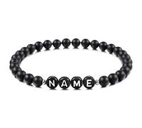 MeMeDIY Braccialetto Iniziale Personalizzato con inciso Bracciale con Lettera per Fidanzato fidanzate Coppie Donne Uomini Nome alla Caviglia Nero Agata Naturale Turchese Bianco Regali Fatti a Mano