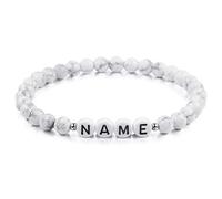 MeMeDIY Braccialetto Iniziale Personalizzato con inciso Bracciale con Lettera per Fidanzato fidanzate Coppie Donne Uomini Nome alla Caviglia Nero Agata Naturale Turchese Bianco Regali Fatti a Mano