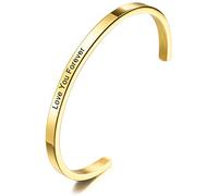 MeMeDIY Braccialetto Personalizzato con Incisione ID Identificativo su Misura per Uomo Donna Ragazza Ragazzi Bracciale Rigido Regolabile in Acciaio Inossidabile (4mm Larghezza, Oro Colore)