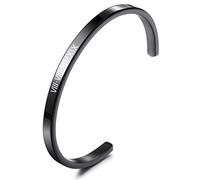 MeMeDIY Braccialetto Personalizzato con Incisione ID Identificativo su Misura per Uomo Donna Ragazza Ragazzi Bracciale Rigido Regolabile in Acciaio Inossidabile (4mm Larghezza, Nero Colore)