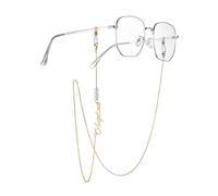 MeMeDIY Catenella da Occhiali Personalizzata con Nome per Donne Catenella per Occhiali da Sole con Perla di Nascita Catena per Maschera Facciale Personalizzata In Acciaio Inox -A2