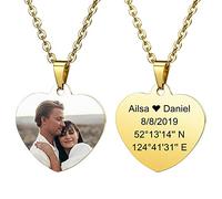 MeMeDIY Ciondolo Cuore Personalizzato per Uomo Donna Incisione Nome/Testo/Data/Immagine a Colori Foto Collana per Coppie Regali Damigella d'Onore Best Friend Amanti in Acciaio Inossidabile Gioielli