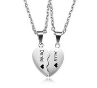 MeMeDIY Collana Abbinata con Puzzle a Cuore per Coppie Fidanzato/Fidanzata 2 Pezzi Collana di Amicizia e Relazione in Acciaio Inossidabile Argento Nero Oro Rosa -B1