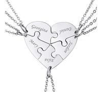 MeMeDIY Collana con Ciondolo A Forma di Puzzle Personalizzato con Nome per Coppie Uomo Donna Incisione per Fidanzato Fidanzata Amanti in Set di Gioielli per La Famiglia Amore Amicizia (5 Pezzi)