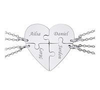 MeMeDIY Collana con Ciondolo A Forma di Puzzle Personalizzato con Nome per Coppie Uomo Donna Incisione per Fidanzato Fidanzata Amanti in Set di Gioielli per La Famiglia Amore Amicizia (4 Pezzi)