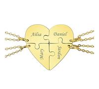 MeMeDIY Collana con Ciondolo A Forma di Puzzle Personalizzato con Nome per Coppie Uomo Donna Incisione per Fidanzato Fidanzata Amanti in Set di Gioielli per La Famiglia Amore Amicizia (4 Pezzi)
