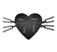 MeMeDIY Collana con Ciondolo A Forma di Puzzle Personalizzato con Nome per Coppie Uomo Donna Incisione per Fidanzato Fidanzata Amanti in Set di Gioielli per La Famiglia Amore Amicizia (4 Pezzi)