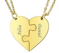 MeMeDIY Collana con Ciondolo A Forma di Puzzle Personalizzato con Nome per Coppie Uomo Donna Incisione per Fidanzato Fidanzata Amanti in Set di Gioielli per La Famiglia Amore Amicizia (2 Pezzi)