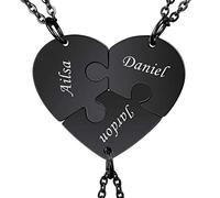 MeMeDIY Collana con Ciondolo A Forma di Puzzle Personalizzato con Nome per Coppie Uomo Donna Incisione per Fidanzato Fidanzata Amanti in Set di Gioielli per La Famiglia Amore Amicizia (3 Pezzi)