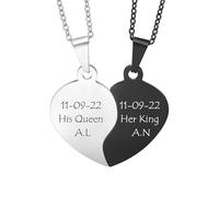 MeMeDIY Collana con Ciondolo A Forma di Puzzle Personalizzato con Nome per Coppie Uomo Donna Incisione per Fidanzato Fidanzata Amanti in Set di Gioielli per La Famiglia Amore Amicizia