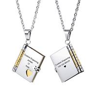 MeMeDIY Collana con Ciondolo a Libro Personalizzato Incisione Nome Data per Donna Uomo Ragazza Ragazzo Catena Regolabile in Acciaio Inossidabile Anniversario Regalo(Color Oro)