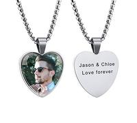 MeMeDIY Collana con Ciondolo con Foto Personalizzata Collana Commemorativa con Testo Personalizzato con Foto Regalo Personalizzato per Donna Uomo