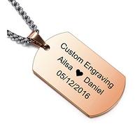 MeMeDIY Collana con Targhetta per Cani Personalizzata Incisione Nome Data per Uomo Donna Acciaio Inossidabile Ciondolo Amante Anniversario Gioielli Regalo con Portachiavi(Color Oro Rosa)