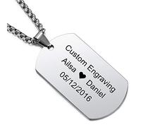 MeMeDIY Collana con Targhetta per Cani Personalizzata Incisione Nome Data per Uomo Donna Acciaio Inossidabile Ciondolo Amante Anniversario Gioielli Regalo con Portachiavi(Color Argento)