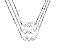 MeMeDIY Collana Personalizzata con Cuore Abbinato, Nome Personalizzato in Acciaio Inossidabile Regolabile Argento Collana Dell'amicizia BFF per 3 Sorelle Migliori Amiche Donne Ragazze