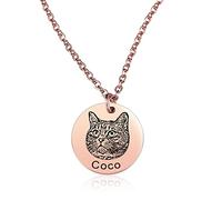 MeMeDIY Collana Personalizzata di Ritratto di Animali Domestici con Incisione, Regali Commemorativi Personalizzati per Cani/Animali Domestici/Gatti, Regali per la Perdita di Animali Domestici