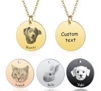 MeMeDIY Collana Personalizzata di Ritratto di Animali Domestici con Testo Fotografico Inciso Regali Commemorativi Personalizzati Regali per Amanti di Cani/Animali Domestici/Gatti - A1 Argento